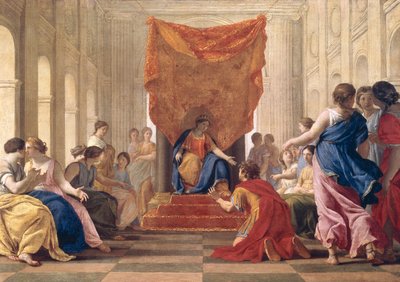 Poliphilus kniet vor Königin Eleuterylida, ca. 1643-44 von Eustache Le Sueur